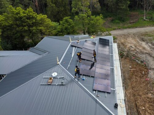 Solar panel installation on roof